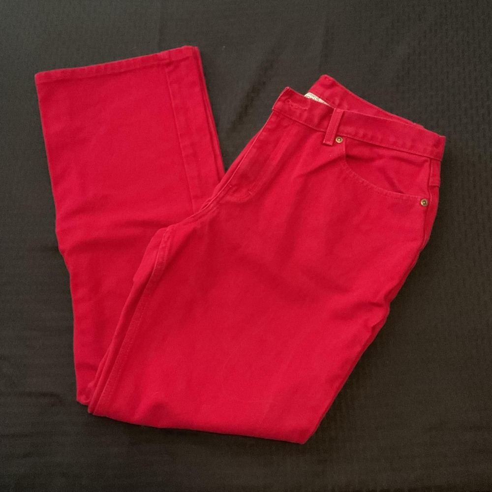 Newport News Jeans Womens 14 Red High Rise Straight‎ 5 Pocket Cotton Denim